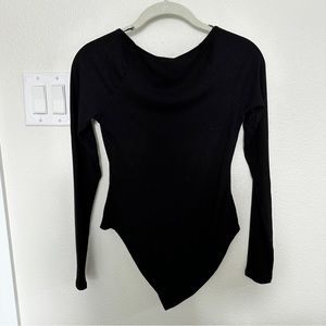 & Other Stories Black Ribbed Long Sleeve Bodysuit